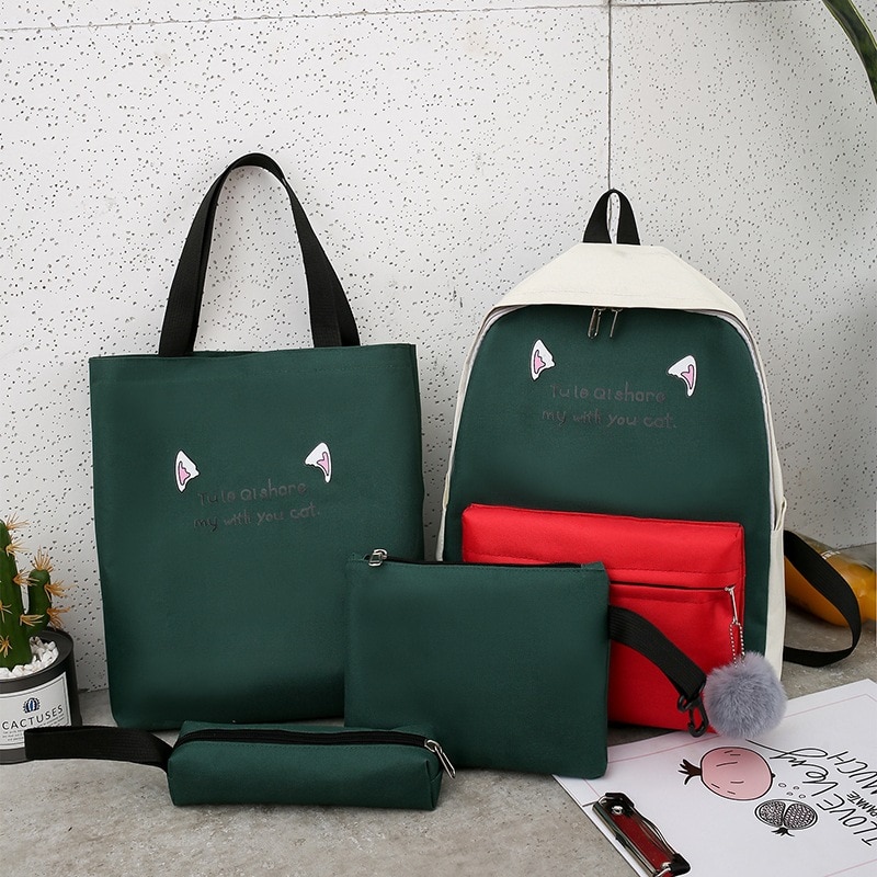 Lindas Mochilas escolares de colores mezclados para adolescentes, chicas, Mochilas para niños, bolsa de viaje, 4 unidades, Mochilas escolares de