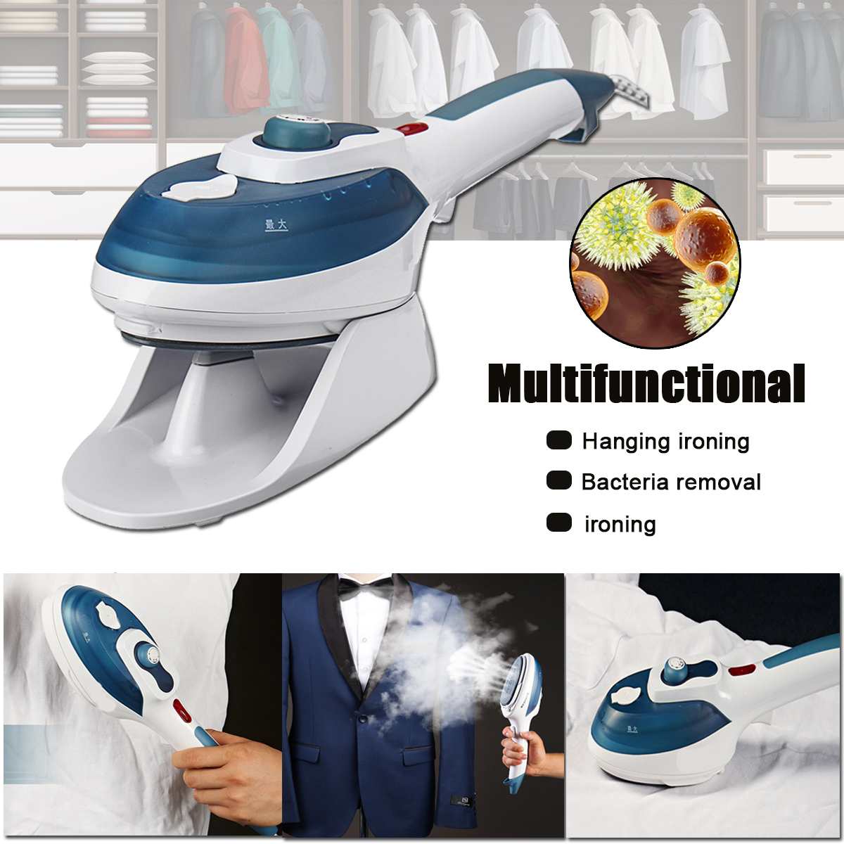 220v 800w bærbar håndholdt tøjdamper mini elektrisk dampbørste strygejern maskine +80 ml vandtank til klud hjem rejser