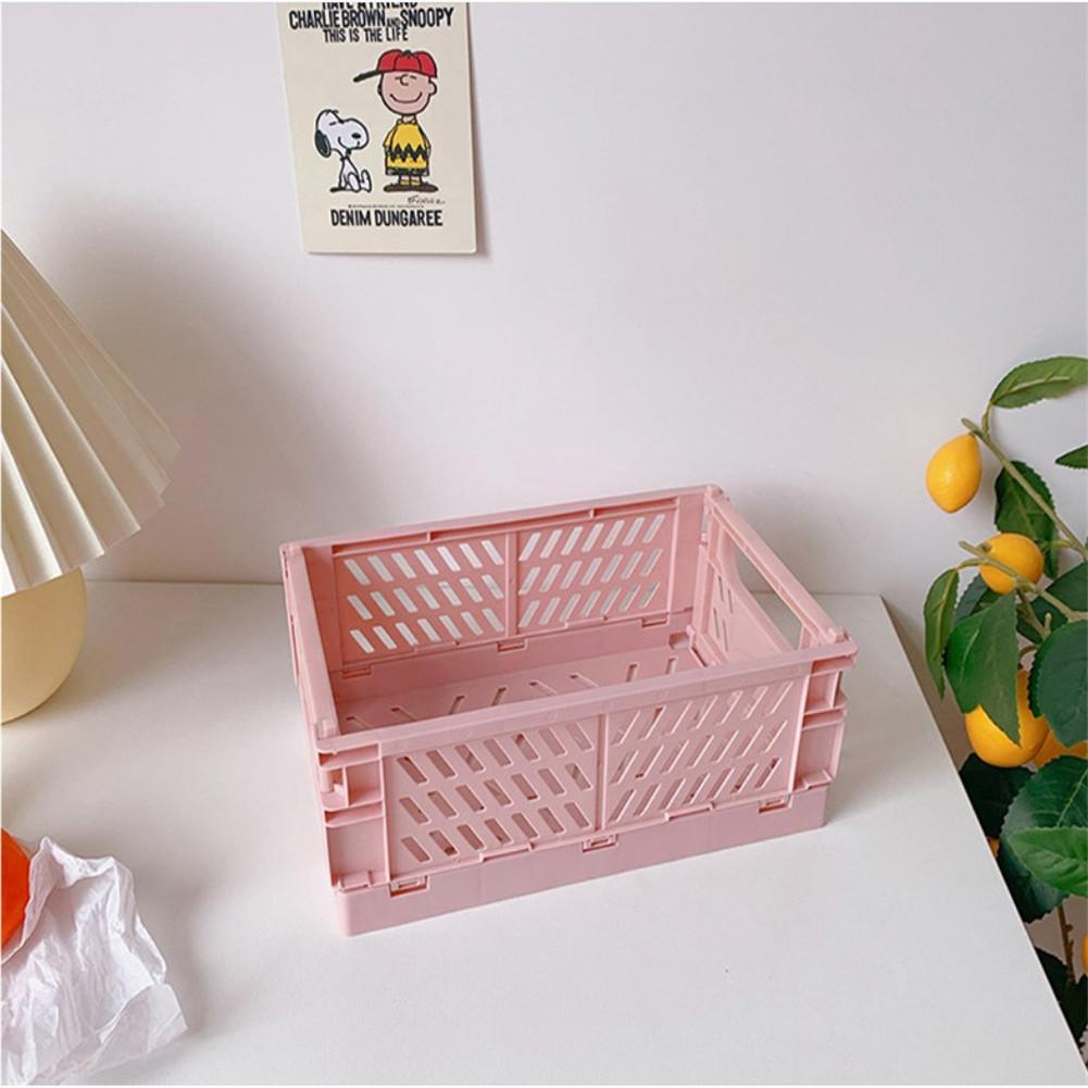 24.8x16.5x9.7cm Collapsible Crate Plastic Folding Storage Box Basket Utility Cosmetic Container Desktop Holder Home Use: 4