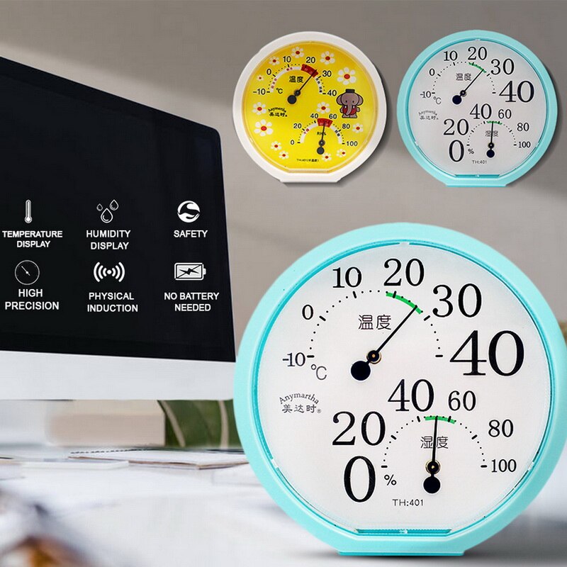 Wall Temperature Humidity Monitor Indoor Outdoor Thermometer Hygrometer No Battery Required