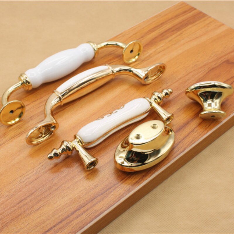 Keramische Handvat Witte Keramische Goud Handvat Kast Lade Schoen Kast Pull Handle Soort Zinklegering Meubilair Hardware