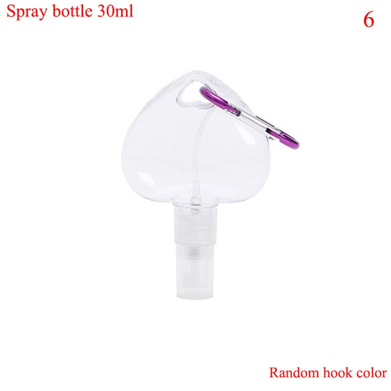 30/50ml Portable Heart Shape Empty Hand Sanitizer Bottle With Key Ring Hook travel Refillable empty Bottle Alcohol Containers: 6
