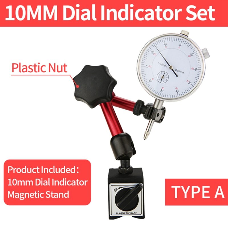 10Mm Dial Indicator Magnetic Holder Dial Gauge Stand Base Micrometer Measuring Tool Indicator Measurement Tools