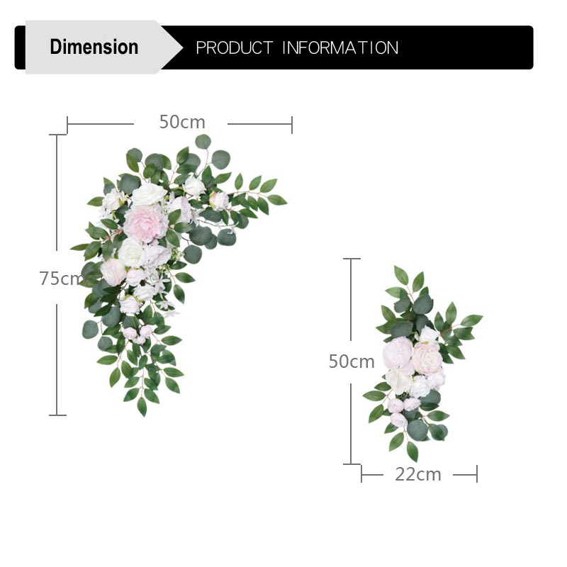 Kit de 2 piezas de flores para arco de boda, Rosa Floral Artificial de marfil con 1 paño de tela blanca para ceremonia, recepción, decoración de fondo