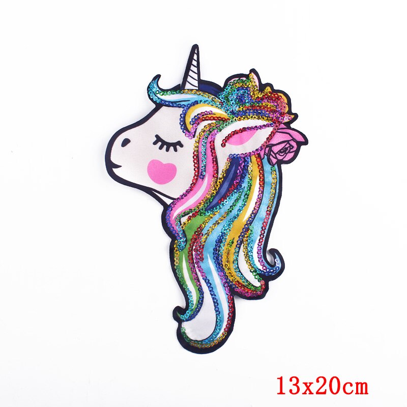 Beautiful Sequins Animals Unicorn Patch For Clothes Iron On Embroidered Patches For Clothes Appliques Stickers T-shirt Jacket: DB0882CT