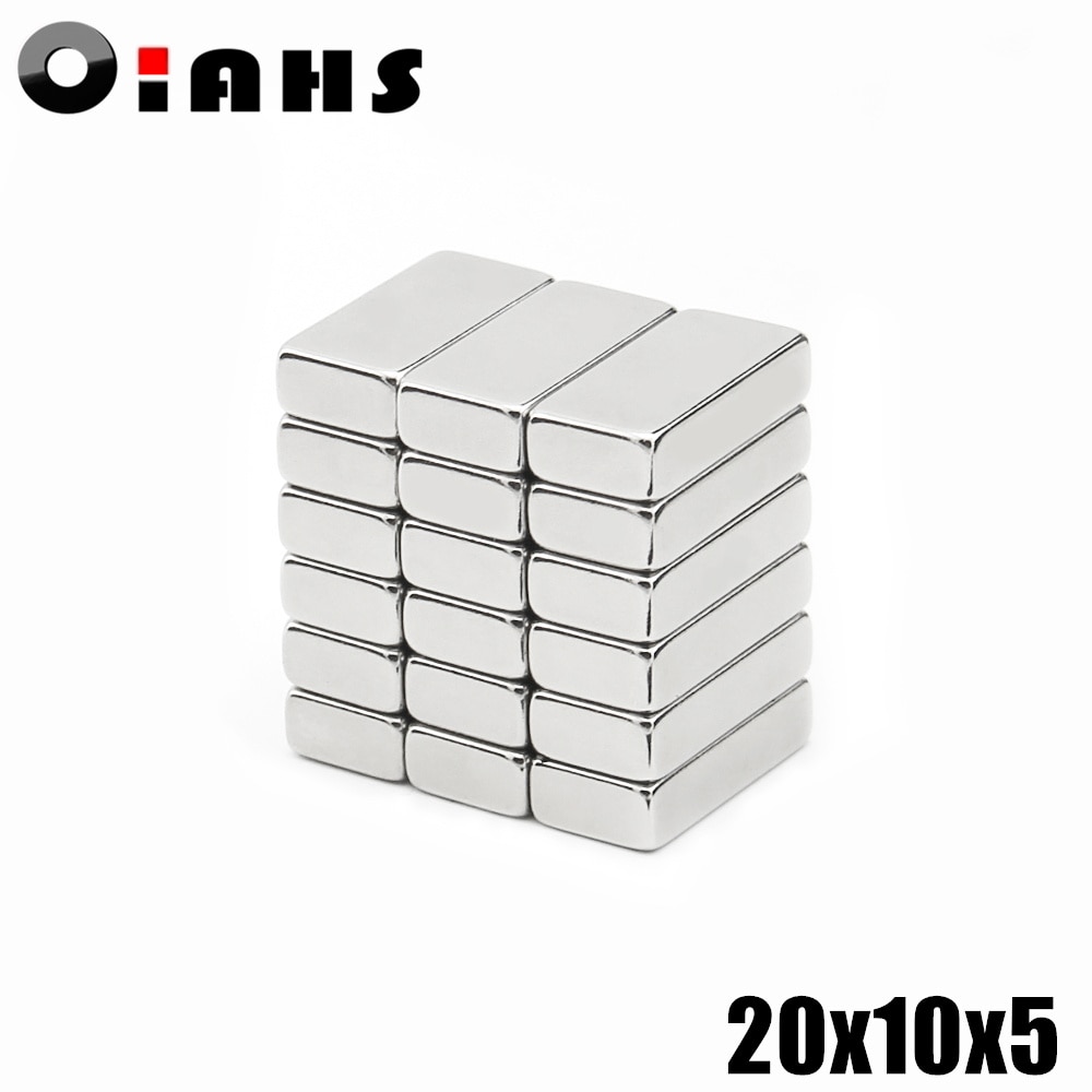 50 Stuks 20X10X5 Neodymium Magneet 20*10*5 Mm N35 Ndfeb Blok Super Krachtige sterke Permanente Magnetische Imanes Blok
