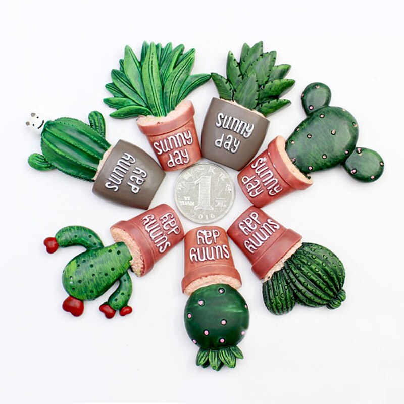 7 Pcs/1 set cactus fridge magnet cartoon refrigerator magnets stickers strong office photo magnet Message board posted