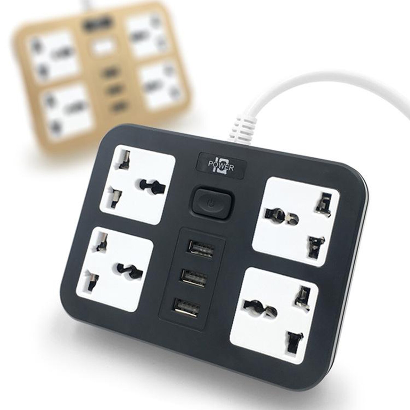 Power Strip Socket 3 USB Ports 1.8 Meter Cord Surge Protector Fast-Charging