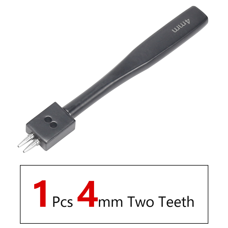 Leather Hole Punch Craft, Round Hole DIY Sewing Chisel Leather Working Tool, 4 5 6mm Spacing Leather Hole Punch, 2/4/6/Holes: 1PCS-4MM-2Teeth