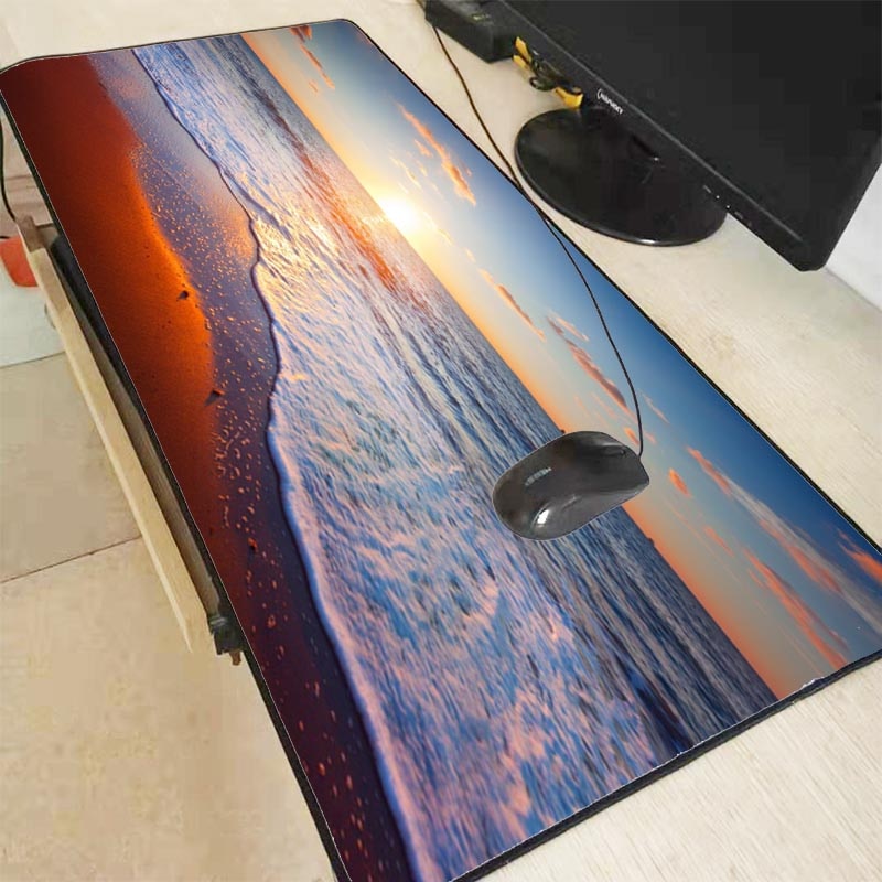 XGZ Beach Colorful Clouds Sea Scenery Large Mouse Pad Gamer Gaming Mouse Pad Computer Mousepad Keyboard Desk Mat 90X40CM/30X60CM