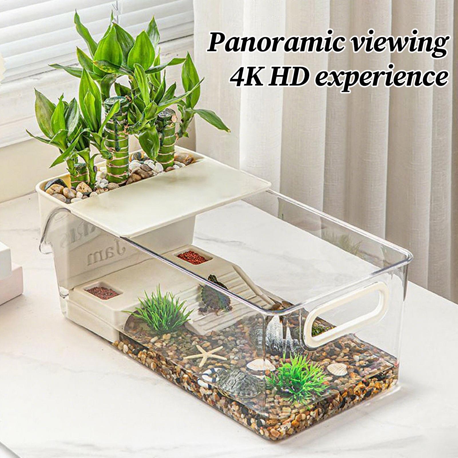 Schildpad Aquarium Multifunctioneel Aquarium Transparant Terrarium voor Rivierkreeft Heremietkreeften Kikker Reptiel Schildpad Habitat Zonnebaden