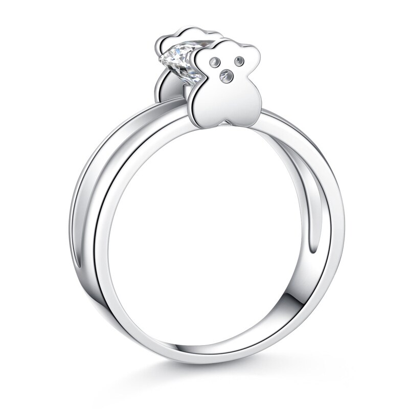 niedlich Bär Hochzeit Ringe für Frauen Silber Farbe kubisch Zirkon Engagement Bär Ring Frauen Charme Bär Schmuck Anillos Mujer