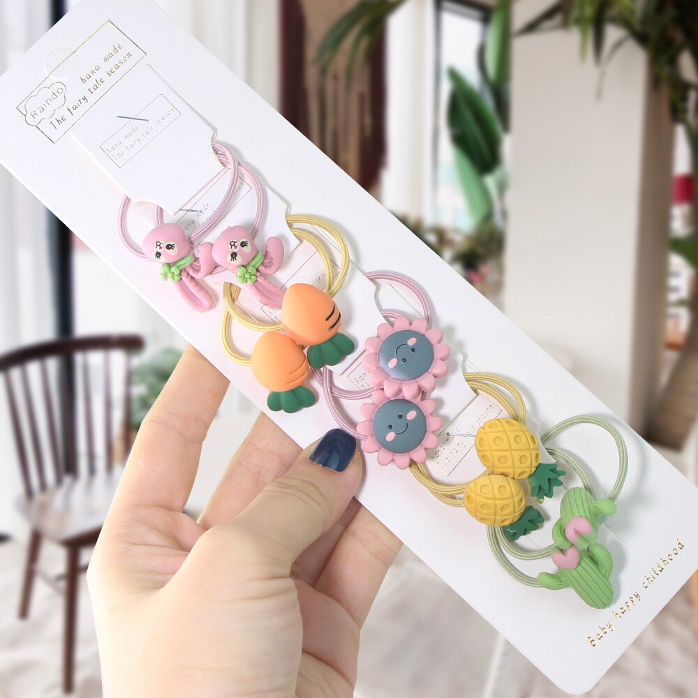 2/10 stuks/set kinderen cartoon beer bloem elastische haarbanden meisjes schattige rubberen banden scrunche kinderen haaraccessoires hoofdtooi: Abol 18
