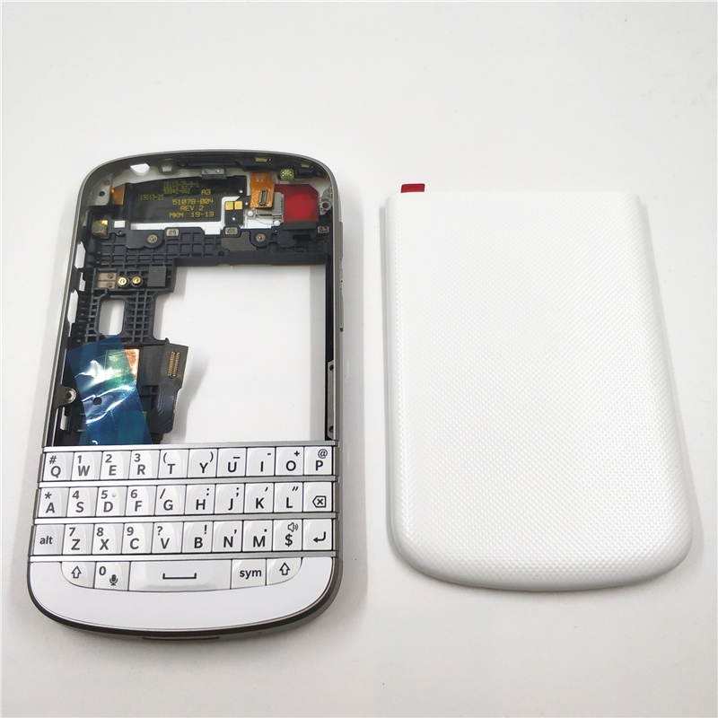 For BlackBerry Q10 Full Housing Back Battery Case Cover + Frame Cover Case+Keyboard Replacement Parts: WHITE