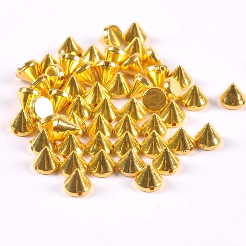 50 st guld/silver sy på spik nit nitar nagel punk rock för väskor klänning kläder pyssel pärla hantverk nitande plagg bröllop 7 x 8mm: 4