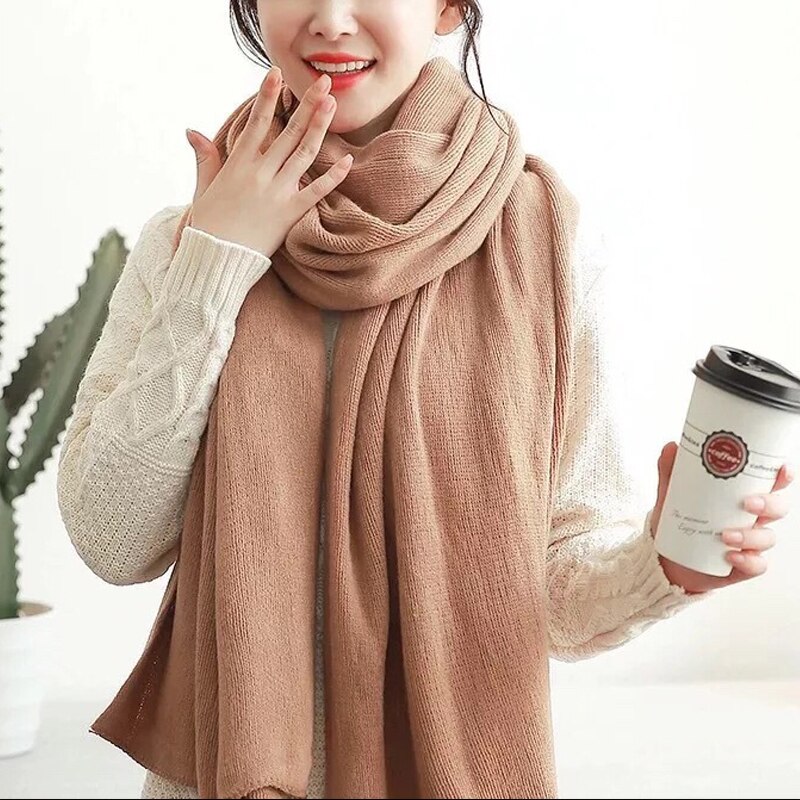 Estilo Simple Otoño Invierno mujer Lana escocesa bufanda mujer Cachemira bufandas chales largos abrigo manta dropshopping