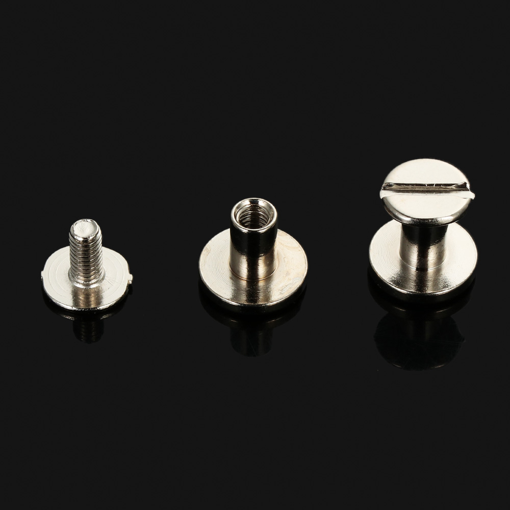 10 stk/pose 5/6.5/ 8mm stropnitter skrue solid sømbolt bogholderi rundhovedskruer til bagagetøj/taske/sko diy læder: Sølv / L
