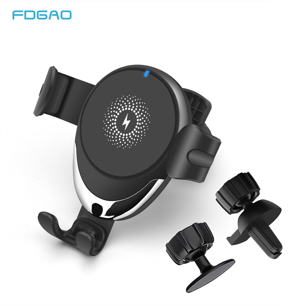 Fdgao 15w qi bil trådløs oplader til iphone 11 pro x xs max xr x til samsung  s10 s9 10w hurtig trådløs opladning biltelefon holder