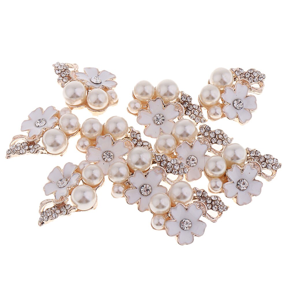 10 Stuks Bloem Plaksteen Parel Strass Diy Versieringen Voor Bruiloft