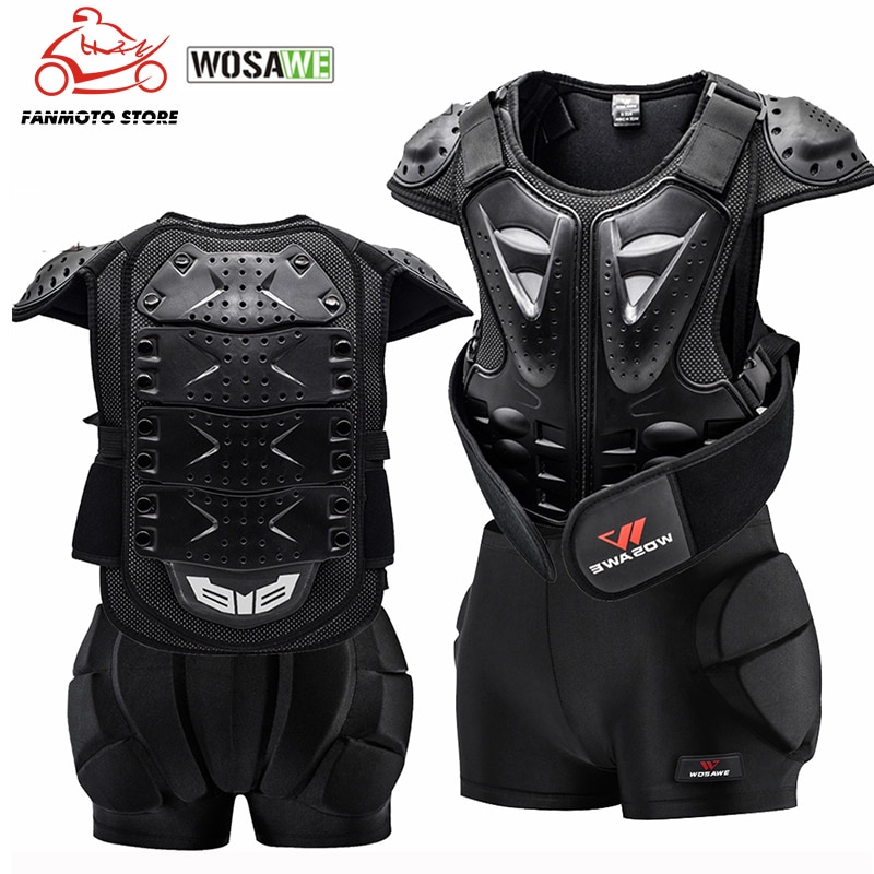 Wosawe Motorfiets Armor Jas Motorcross Armor Vest Body Borst Schouder Terug Gear Beschermende Hip Protector Voor Kinderen Kids