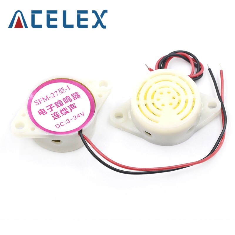 95DB Alarm Hoge Decibel 3-24V 12V Elektronische Zoemer Alarm Intermitterende Continue Pieptoon Voor Arduino SFM-27: WHITE