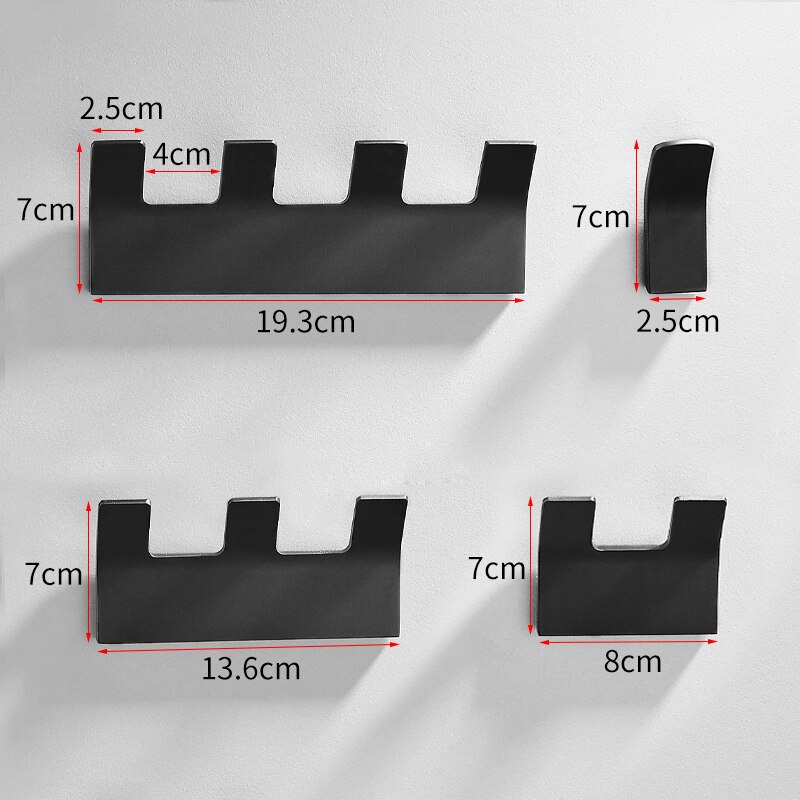 Self Adhesive Robe Hook Black Bathroom Hooks for Towels Bag Key Clothes Rack Decorative Coat Hook Wall Mounted Bathroom Hardware