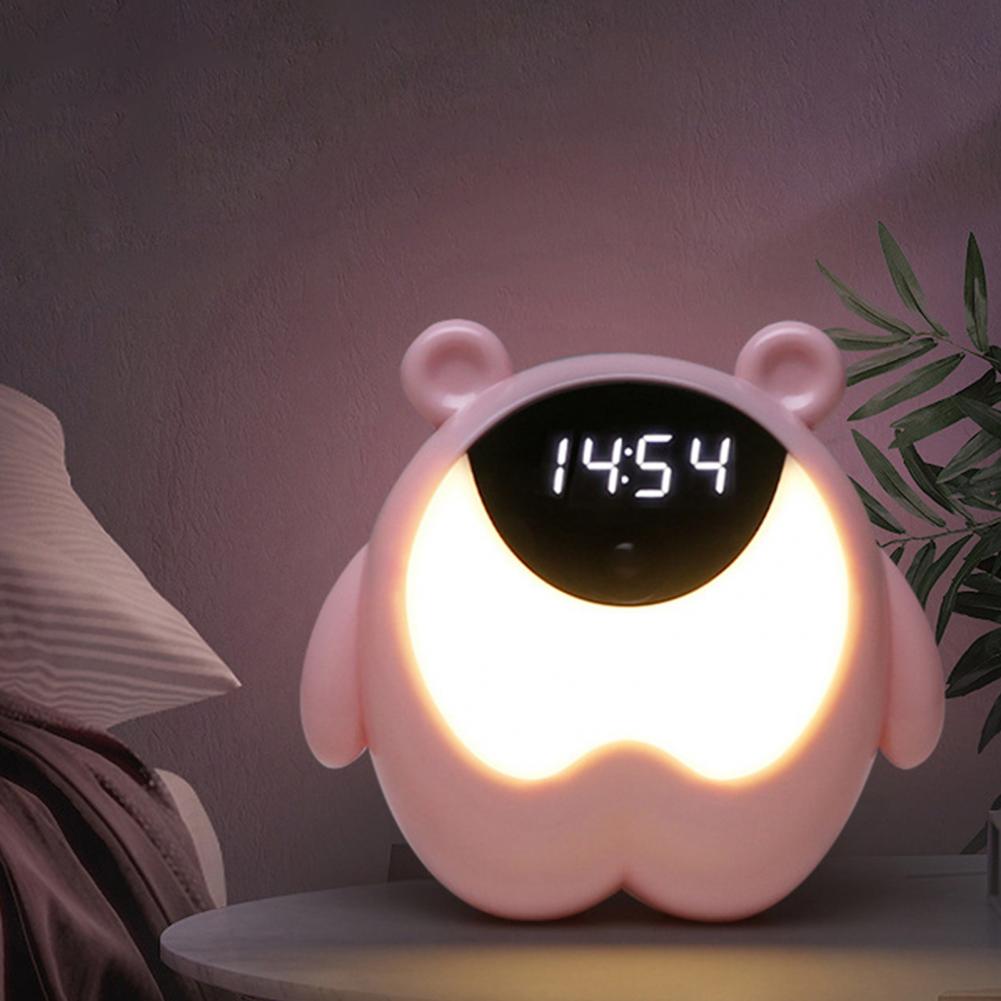 Durable Digital Clock USB Powered Adjustable ABS Cute Bear Alarm Clock Night Light for Home Bedroom Office Atmospheres Light