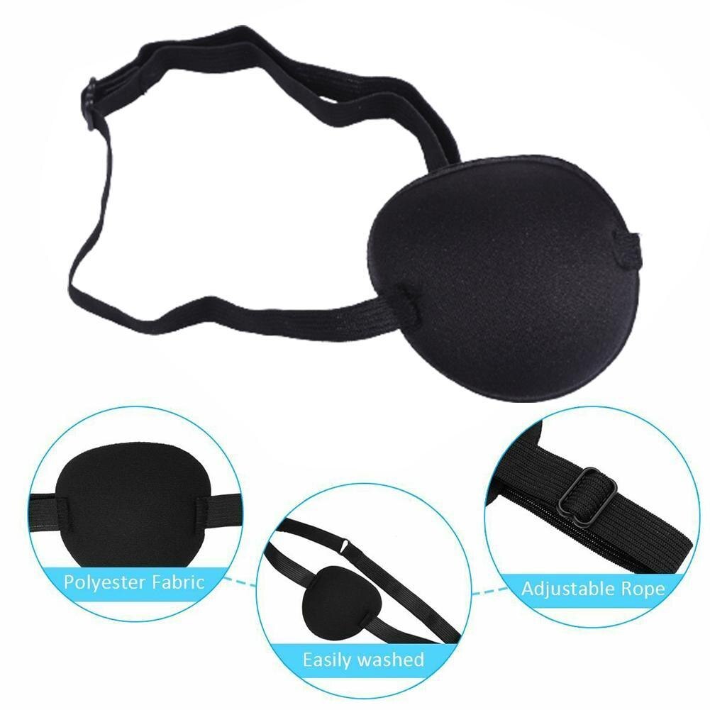 Unisex Pirate Eye Patch Black Single Eye Mask Adjustable Eye Pirate Costume Mask Child Halloween Patch Concave Cosplay Prop