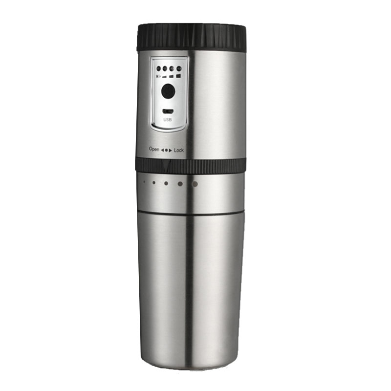 Cafetera portátil, Mini cafetera semiautomática, equipo compacto de molienda de café, Espres recargables eléctricos de acero inoxidable