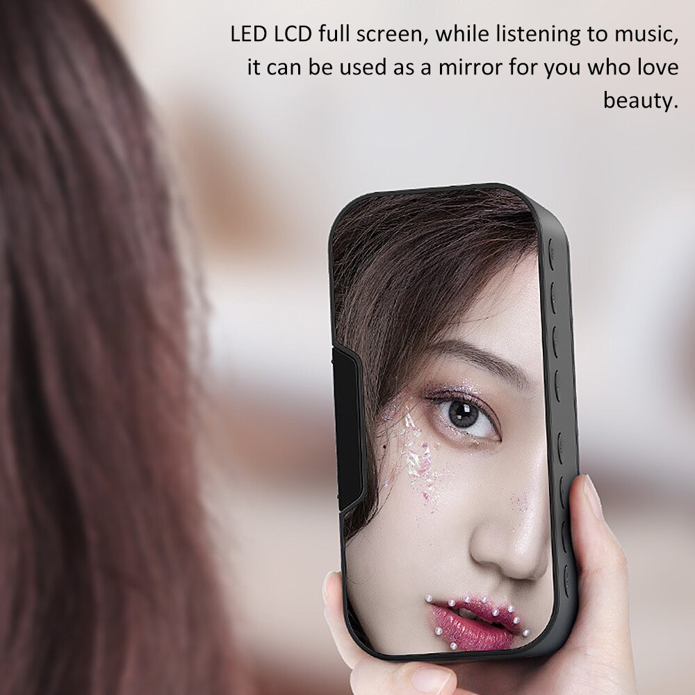 LED Wireless Bluetooth Speakers 3W Fm Radio With Digital Alarm Clock Mirror Sound Box Subwoofer Handsfree Desktop Speaker
