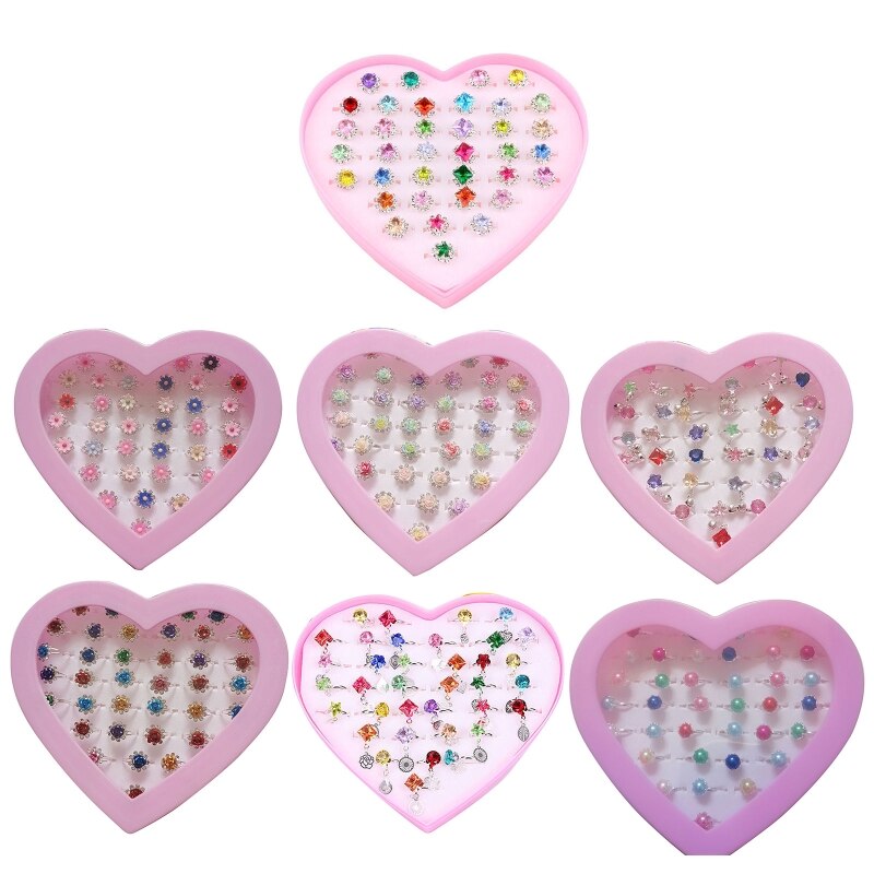 36Stck Phantasie Ring Mädchen Einstellbar Legierung Ringe Nicht-rost freundlicher Party Cos-spielen Kleid Accs Schmuck Party requisiten freundlicher