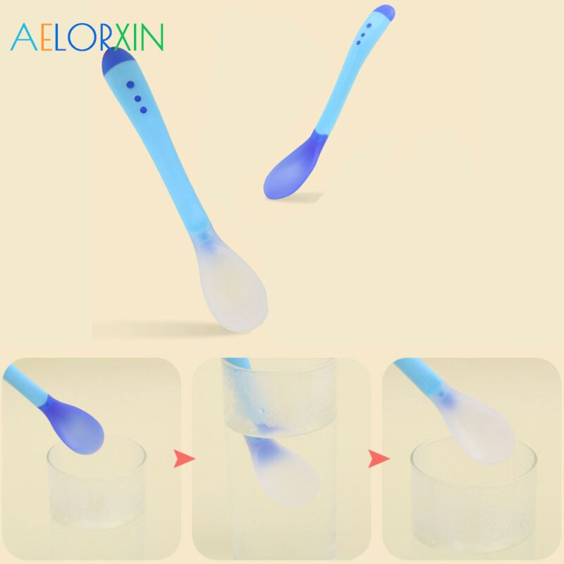 Cuchara tenedor con sensor de temperatura para alimentación de niños, aparato de comedor, cubiertos para niños