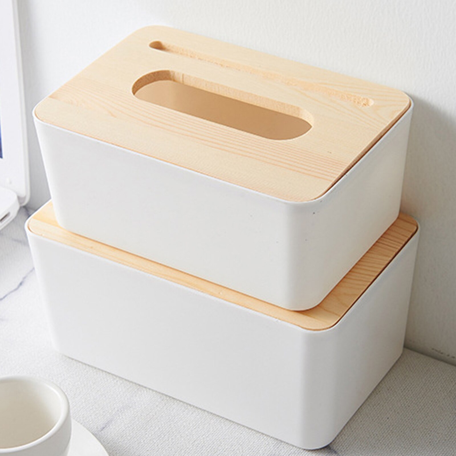 Servietskasse træ vådt vævsholder baby servietter papir opbevaringsboks papirhåndklæde dispenser hjem serviet organisator til toilet badeværelse