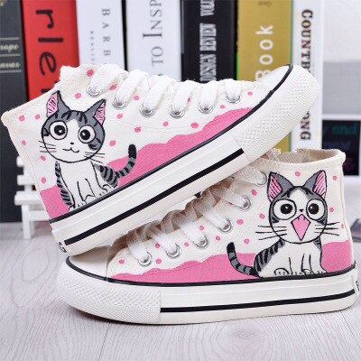 Damesko sommer håndmalede lærredssko doodle splash-blæk prik snøring lav dame flad tenis feminino loafers zapatos mujer