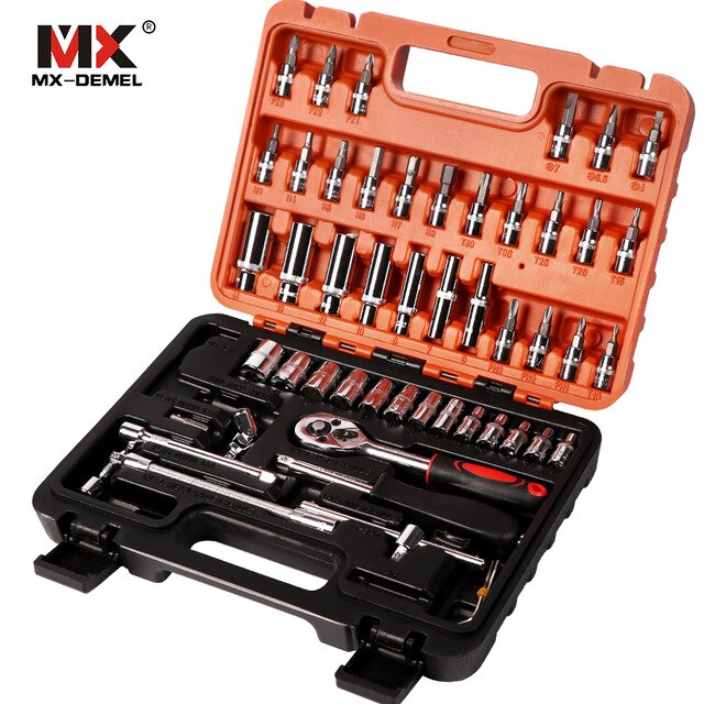 MX-DEMEL 53pcs Combination Tool Wrench Set Car Repair Tool Sets Batch Head Ratchet Pawl Socket Spanner Screwdriver Socket Set: Default Title