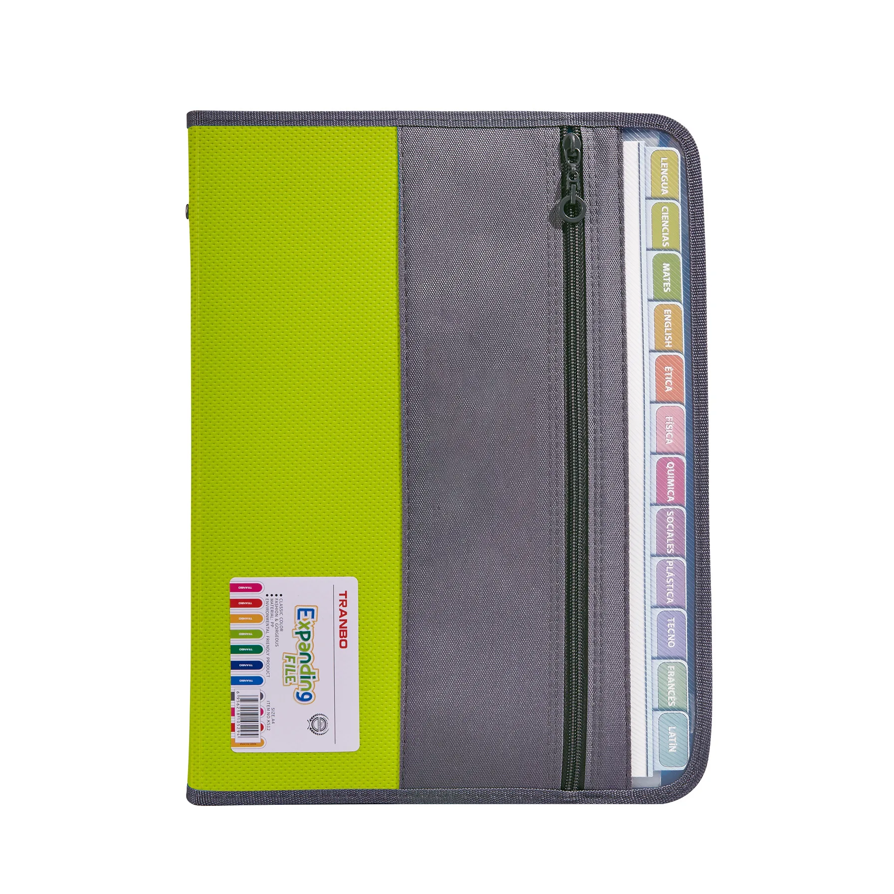 Accordion File Organizer with Safe Zipper, 13 Pocket Expanding File Folder with Front Pencil Pouch, School Office Supplies: light green