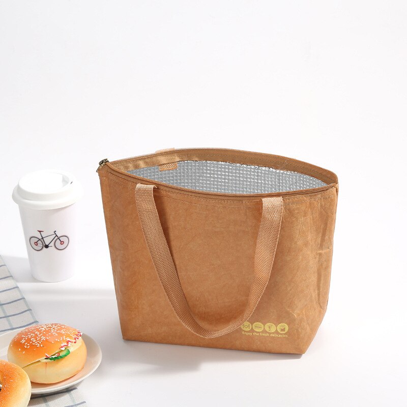 Faltbare Reusable Auslauf papier Mittagessen Lebensmittel Tasche Container Tragbare Große Kapazität Kinder Junge Frauen Thermische Kühler Isolierte Kraft