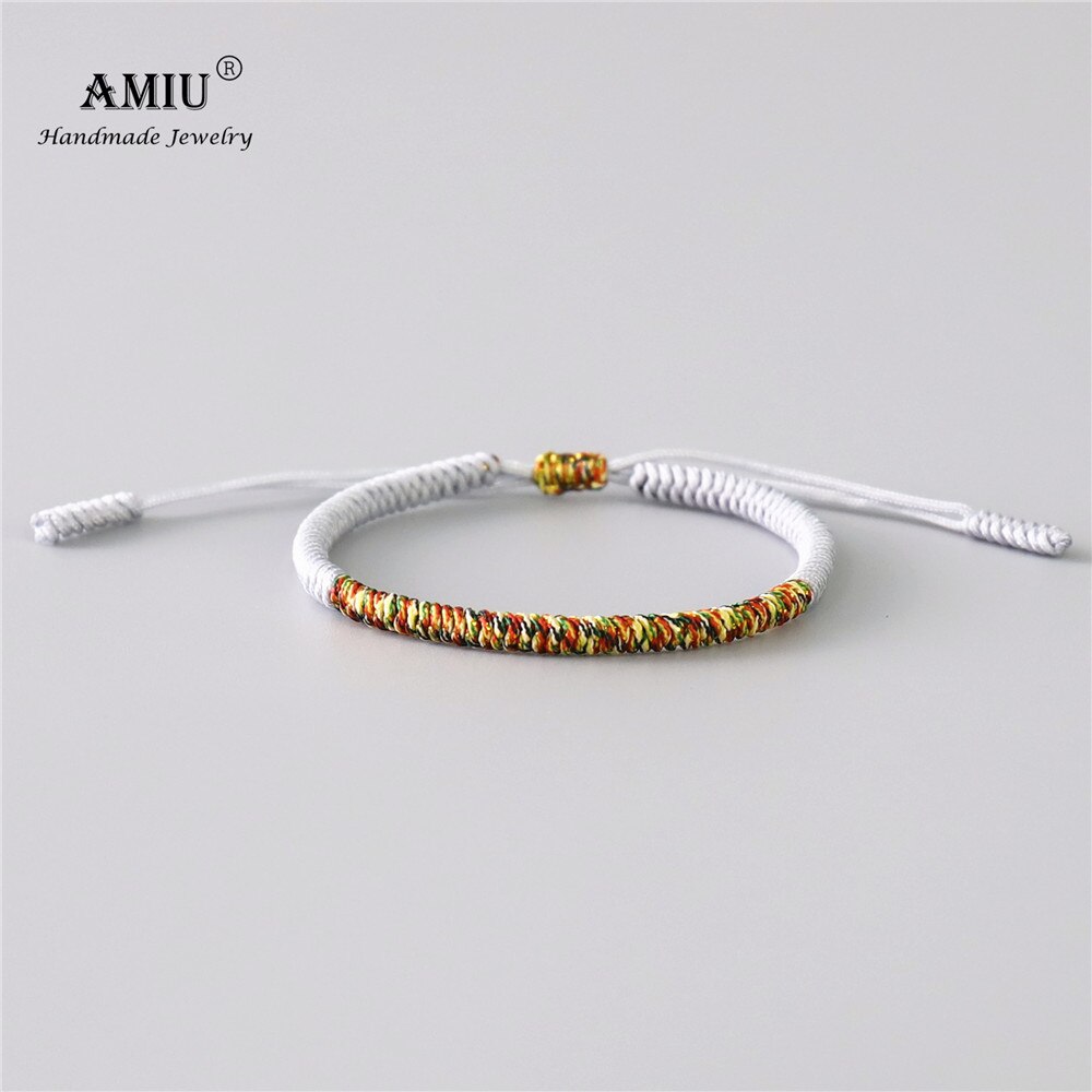 AMIU 6 Colors Tibetan Handmade Buddhist Lucky Bracelets &amp; Bangles For Women Men Rope Knots Amulet Tibet Braided Bracelet: 3-Gray