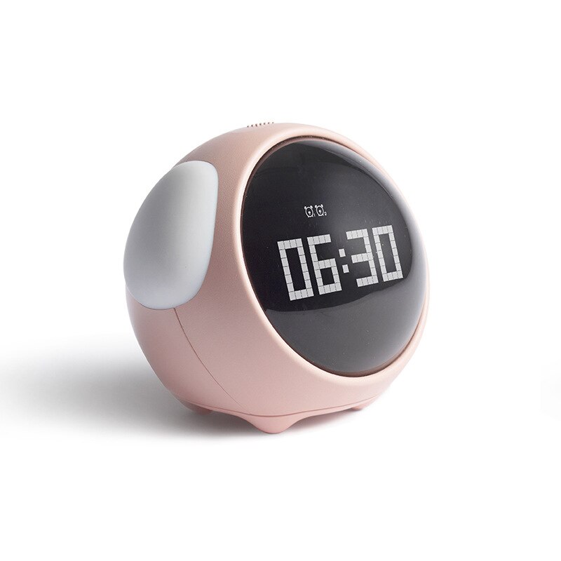 Réveil pour enfants, commande vocale intelligente, veilleuse led, charge, horloge électronique mignonne: Rose