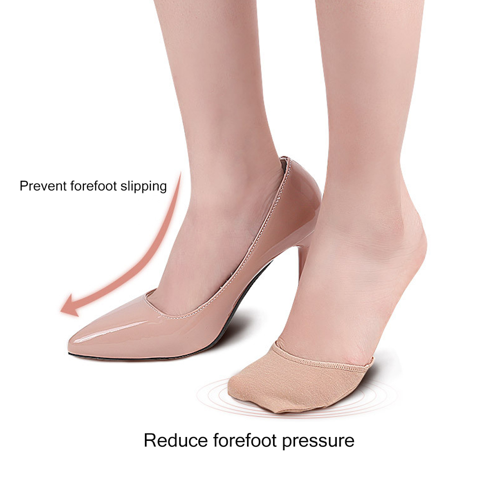 1 par de calcetines invisibles para el cuidado de los pies para mujer con relleno para el dedo del pie, calcetines con forro, parte inferior antideslizante para tacones altos