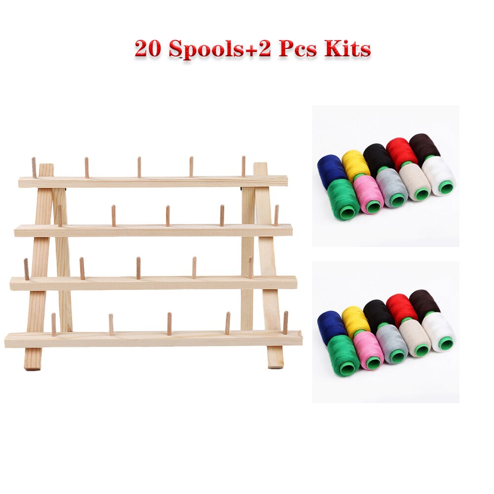 Storage Box Sewing Thread Spool Yarn Holder Wooden Organizer Stand Knitting Wood Home Embroidery Folding Frame Multiple sizeFirm: 20 Spools Kit