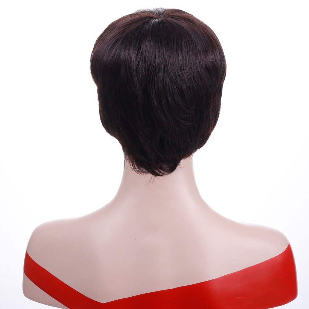 JINKAILI PRUIK Korte Pixie Cut Pruiken voor Vrouwen Hittebestendige Synthetische Zwart Grijs Haar Pruiken Kostuum Pruik: 2-33