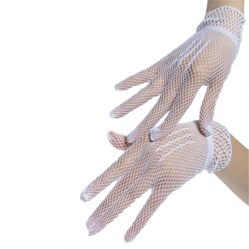 Guantes de novia de rejilla de , bonitos guantes de boda blancos con cuentas para novia, accesorios de boda: Blanco