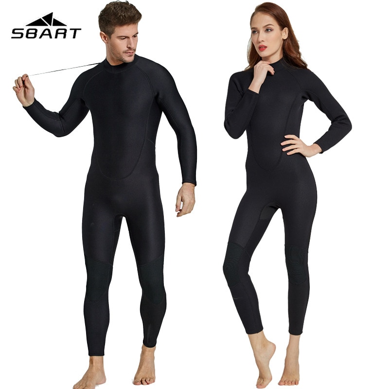 SBART 2 millimetri Mens Delle Donne Completa Nero Muta In Neoprene Coppia Fullbody Gli Amanti di Un pezzo Del Manicotto Lungo Vestito di Immersione Subacquea Scuba immersioni Inverno Sw