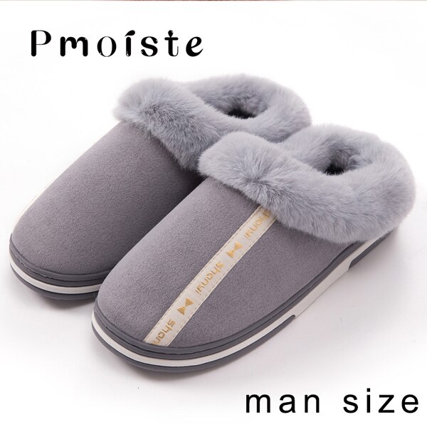 Hausschuhe hause männer schuhe Plattform hausschuhe warm Halten Männlichen hausschuhe nicht-Unterhose paar baumwolle schuhe Winter Weiche Hausschuhe: halb-grau / 7