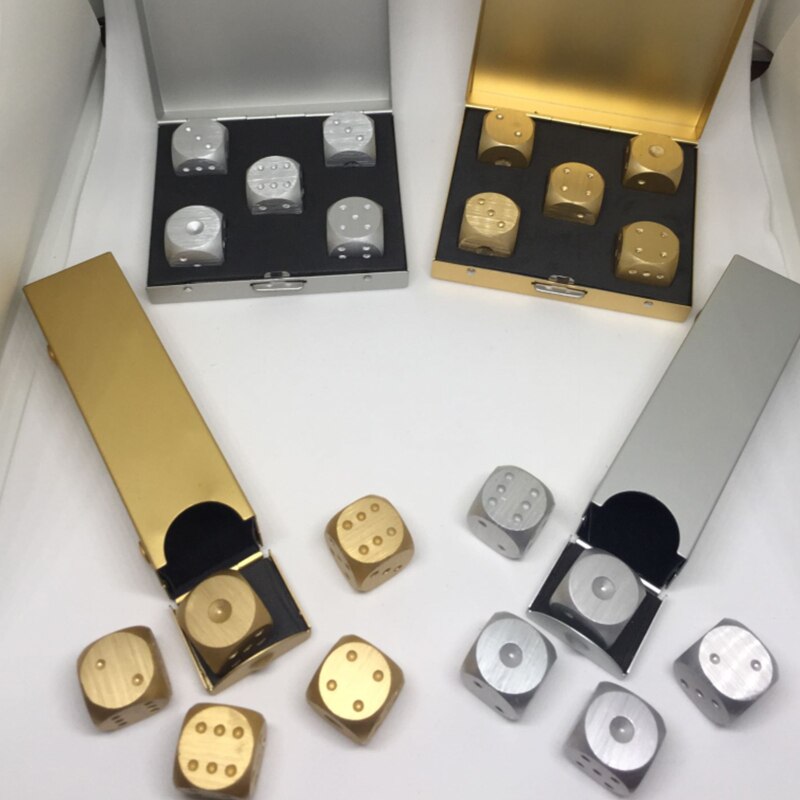 5pcs Aluminum Alloy Dice Whisky Dice Stones Ice Cubes Bucket Reusable Chilling Stones For Whiskey Portable Entertainment Props