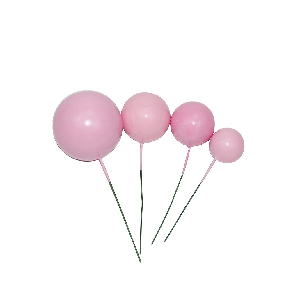 4 kpl pallokakku koriste koristeet vaaleanpunainen kulta hopea värikäs pallo cupcake päällä koriste hää syntymäpäiväjuhla koristeet: F