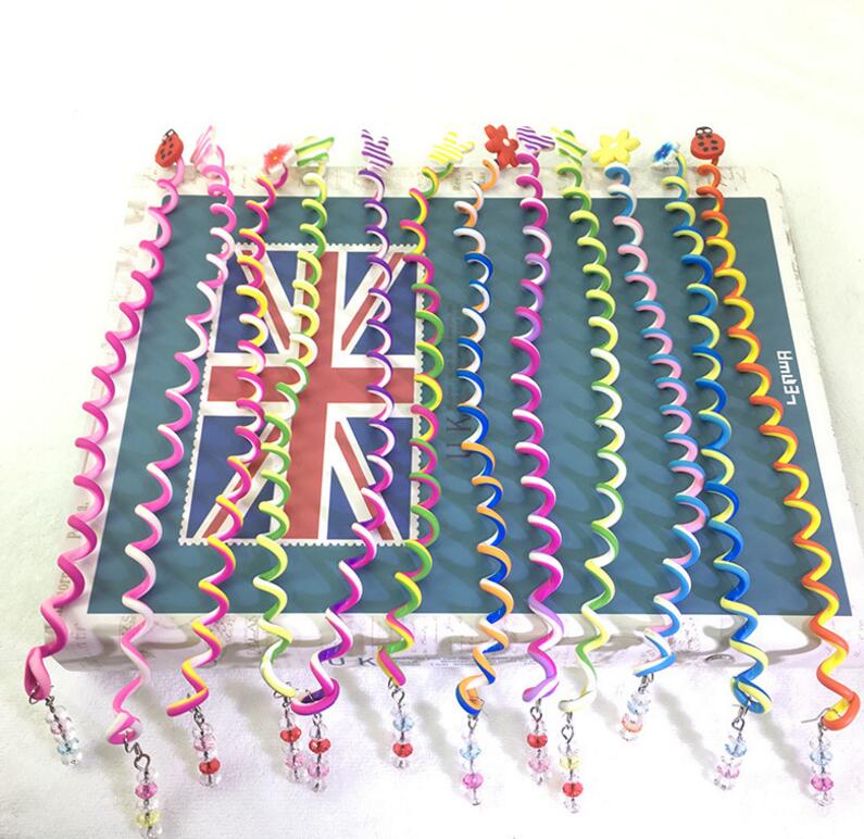 12 stuks meisje spiraal kronkelende kralen regenboog kapsel kinderen rond het haar stok DIY disk haar krullen haar accessoires: 5