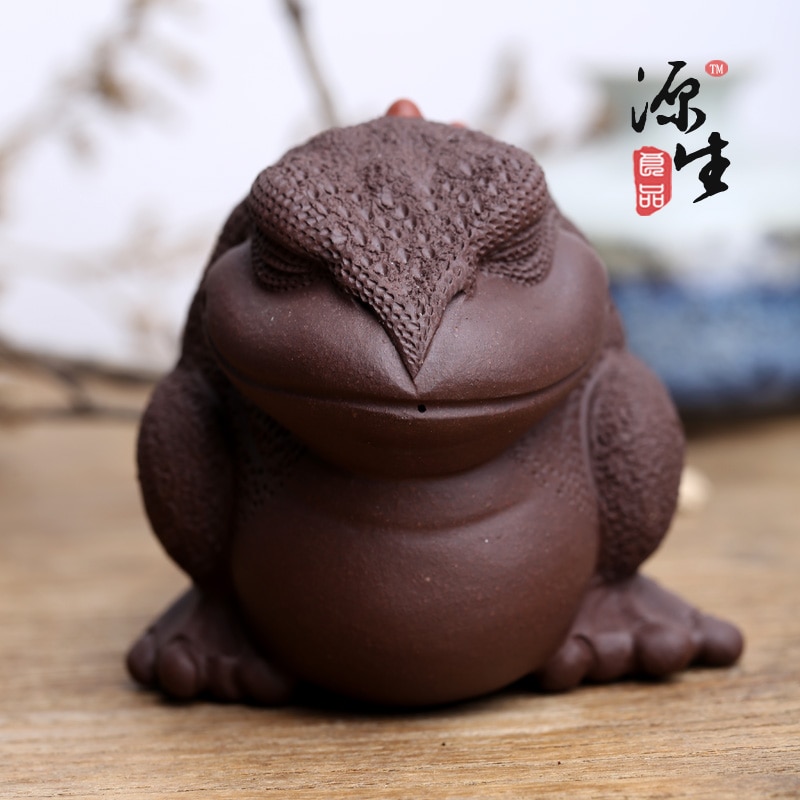 Morado Yixing arcilla mascota té tres patas oro sapo hecho a mano-boutique té jugar la ceremonia del té accesorios de juego de té suerte escultura