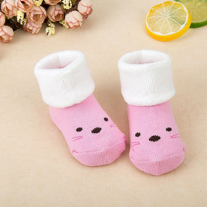 Baby Sokken Pasgeboren Katoen Winter Herfst Meisjes Jongens Kids Sokken Baby Gestreepte Badstof Warm Slippers Kinderen Dikker Sok: C